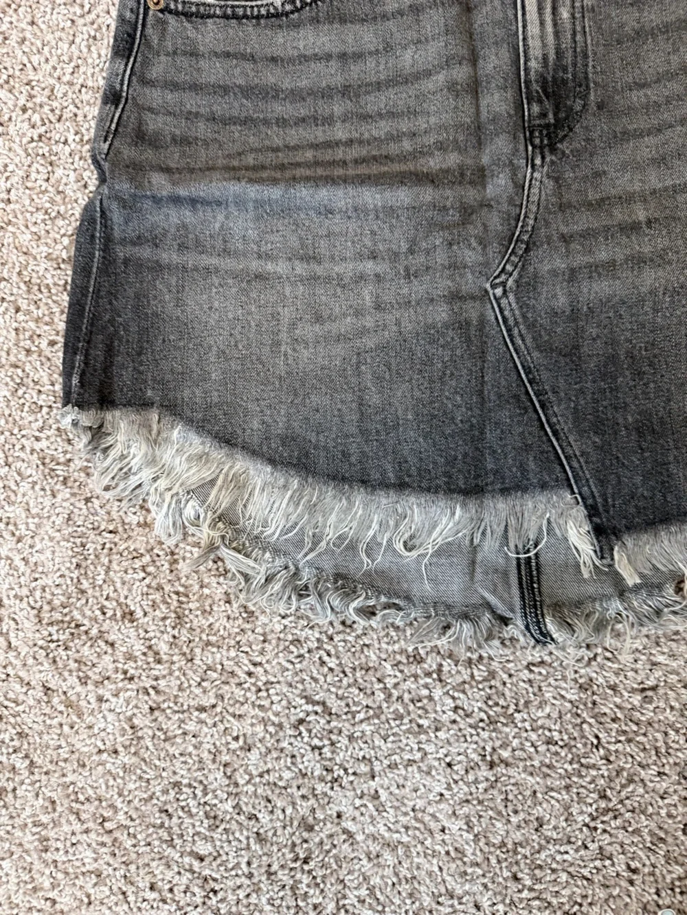Free People Bailey Maverick Mini Frayed Denim Fringe Skirt Asymmetric 30 NWT